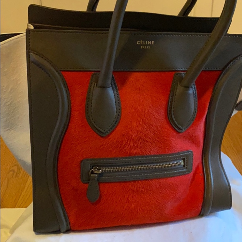 Celine Tri color calf hair leather micro luggage